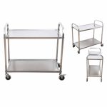 2-SOGA 2 Tier 95x50x95cm Stainless Steel Kitchen Dining Food Cart Trolley Utility Large