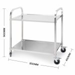 3-SOGA 2 Tier 85x45x90cm Stainless Steel Kitchen Dining Food Cart Trolley Utility Medium
