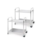 1-SOGA 2X 2 Tier 85x45x90cm Stainless Steel Kitchen Dining Food Cart Trolley Utility Medium