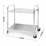 3-SOGA 2 Tier 75x40x83.5cm Stainless Steel Kitchen Dinning Food Cart Trolley Utility Small