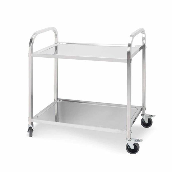 1-SOGA 2 Tier 75x40x83.5cm Stainless Steel Kitchen Dinning Food Cart Trolley Utility Small