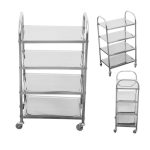 2-SOGA 4 Tier 950x500x1220 Stainless Steel Kitchen Dining Food Cart Trolley Utility