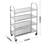 3-SOGA 4 Tier 950x500x1220 Stainless Steel Kitchen Dining Food Cart Trolley Utility