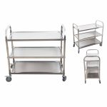2-SOGA 3 Tier 86x54x94cm Stainless Steel Kitchen Dinning Food Cart Trolley Utility Round Large
