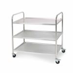 1-SOGA 3 Tier 86x54x94cm Stainless Steel Kitchen Dinning Food Cart Trolley Utility Round Large