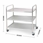 3-SOGA 3 Tier 86x54x94cm Stainless Steel Kitchen Dinning Food Cart Trolley Utility Round Large