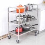 4-SOGA 3 Tier 86x54x94cm Stainless Steel Kitchen Dinning Food Cart Trolley Utility Round Large
