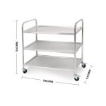3-SOGA 2X 3 Tier 86x54x94cm Stainless Steel Kitchen Dinning Food Cart Trolley Utility Round Large