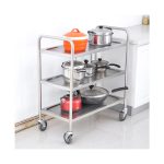 8-SOGA 2X 3 Tier 86x54x94cm Stainless Steel Kitchen Dinning Food Cart Trolley Utility Round Large