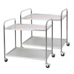 1-SOGA 2X 2 Tier 86x54x94cm Stainless Steel Kitchen Dinning Food Cart Trolley Utility Round Large