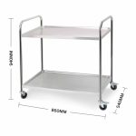 3-SOGA 2X 2 Tier 86x54x94cm Stainless Steel Kitchen Dinning Food Cart Trolley Utility Round Large