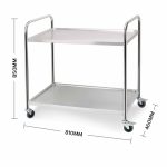 3-SOGA 2 Tier 81x46x85cm Stainless Steel Kitchen Dining Food Cart Trolley Utility Round Small