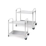 1-SOGA 2X 2 Tier 81x46x85cm Stainless Steel Kitchen Dining Food Cart Trolley Utility Round Small