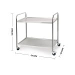 3-SOGA 2X 2 Tier 81x46x85cm Stainless Steel Kitchen Dining Food Cart Trolley Utility Round Small