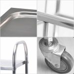 7-SOGA 2X 2 Tier 81x46x85cm Stainless Steel Kitchen Dining Food Cart Trolley Utility Round Small