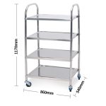 3-SOGA 4 Tier 860x540x1170 Stainless Steel Kitchen Dining Food Cart Trolley Utility