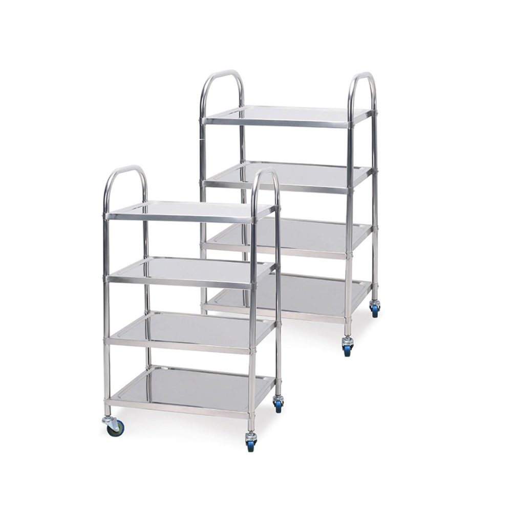 1-SOGA 2X 4 Tier 860x540x1170 Stainless Steel Kitchen Dining Food Cart Trolley Utility