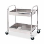 1-SOGA 2 Tier 85x45x90cm Stainless Steel Kitchen Trolley Bowl Collect Service Food Cart Medium