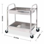 3-SOGA 2 Tier 85x45x90cm Stainless Steel Kitchen Trolley Bowl Collect Service Food Cart Medium
