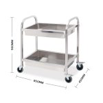 3-SOGA 2X 2 Tier 85x45x90cm Stainless Steel Kitchen Trolley Bowl Collect Service Food Cart Medium