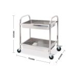 3-SOGA 2X 2 Tier 75x40x83cm Stainless Steel Kitchen Trolley Bowl Collect Service Food Cart Small