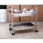 8-SOGA 2X 2 Tier 75x40x83cm Stainless Steel Kitchen Trolley Bowl Collect Service Food Cart Small