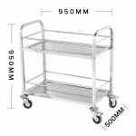 3-SOGA 2 Tier 95x50x95cm Stainless Steel Drink Wine Food Utility Cart Large