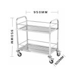 3-SOGA 2X 2 Tier 95x50x95cm Stainless Steel Drink Wine Food Utility Cart Large