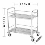 3-SOGA 2 Tier 75x40x84cm Stainless Steel Drink Wine Food Utility Cart Small