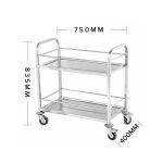 3-SOGA 2X 2 Tier 75x40x84cm Stainless Steel Drink Wine Food Utility Cart Small