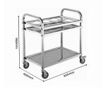 2-SOGA 2 Tier Stainless Steel 8 Compartment Kitchen Seasoning Car Service Trolley Condiment Holder Cart Spice Bowl