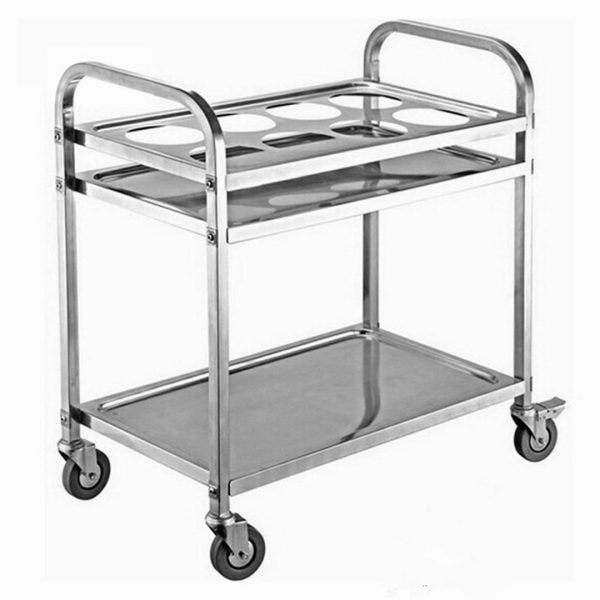 1-SOGA 2 Tier Stainless Steel 8 Compartment Kitchen Seasoning Car Service Trolley Condiment Holder Cart Spice Bowl