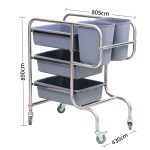 2-SOGA 3 Tier Food Trolley Food Waste Cart Five Buckets Kitchen Food Utility 80x43x89cm Round