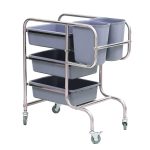 1-SOGA 3 Tier Food Trolley Food Waste Cart Five Buckets Kitchen Food Utility 80x43x89cm Round