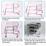 5-SOGA 3 Tier Food Trolley Food Waste Cart Five Buckets Kitchen Food Utility 80x43x89cm Round