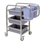 1-SOGA 3 Tier Food Trolley Food Waste Cart Five Buckets Kitchen Food Utility 82x43x92cm Square