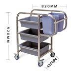 2-SOGA 2X 3 Tier Food Trolley Food Waste Cart Five Buckets Kitchen Food Utility 82x43x92cm Square