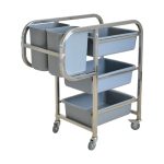 3-SOGA 2X 3 Tier Food Trolley Food Waste Cart Five Buckets Kitchen Food Utility 82x43x92cm Square