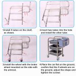 5-SOGA 2X 3 Tier Food Trolley Food Waste Cart Five Buckets Kitchen Food Utility 82x43x92cm Square