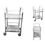 2-SOGA 2 Tier 500x500x950 Stainless Steel Square Tube Drink Wine Food Utility Cart