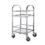 1-SOGA 2 Tier 500x500x950 Stainless Steel Square Tube Drink Wine Food Utility Cart