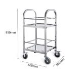 3-SOGA 2 Tier 500x500x950 Stainless Steel Square Tube Drink Wine Food Utility Cart