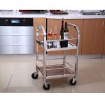 8-SOGA 2 Tier 500x500x950 Stainless Steel Square Tube Drink Wine Food Utility Cart