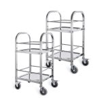 1-SOGA 2X 2 Tier 500x500x950 Stainless Steel Square Tube Drink Wine Food Utility Cart