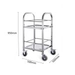 3-SOGA 2X 2 Tier 500x500x950 Stainless Steel Square Tube Drink Wine Food Utility Cart