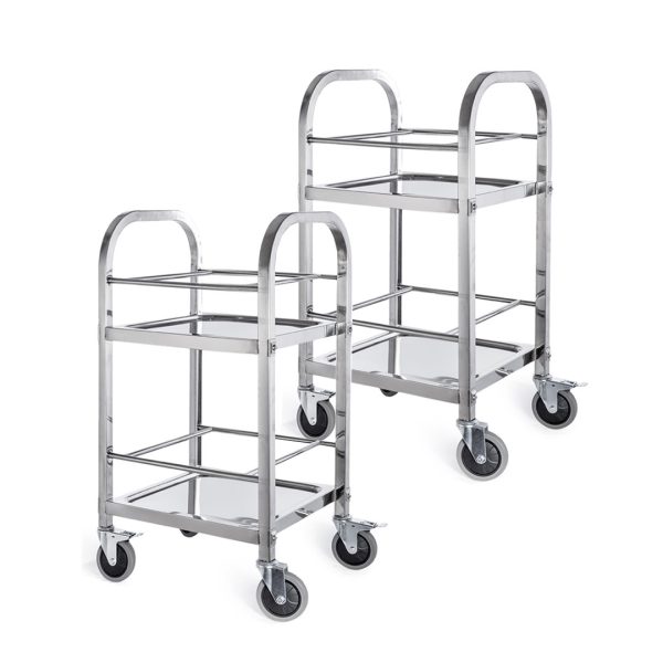 1-SOGA 2X 2 Tier 500x500x950 Stainless Steel Square Tube Drink Wine Food Utility Cart