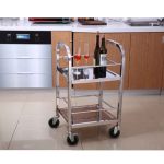 8-SOGA 2X 2 Tier 500x500x950 Stainless Steel Square Tube Drink Wine Food Utility Cart
