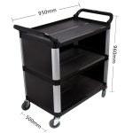 2-SOGA 3 Tier Covered Food Trolley Food Waste Cart Storage Mechanic Kitchen Black