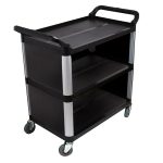 1-SOGA 3 Tier Covered Food Trolley Food Waste Cart Storage Mechanic Kitchen Black