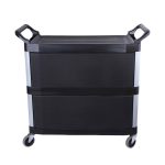 5-SOGA 3 Tier Covered Food Trolley Food Waste Cart Storage Mechanic Kitchen Black
